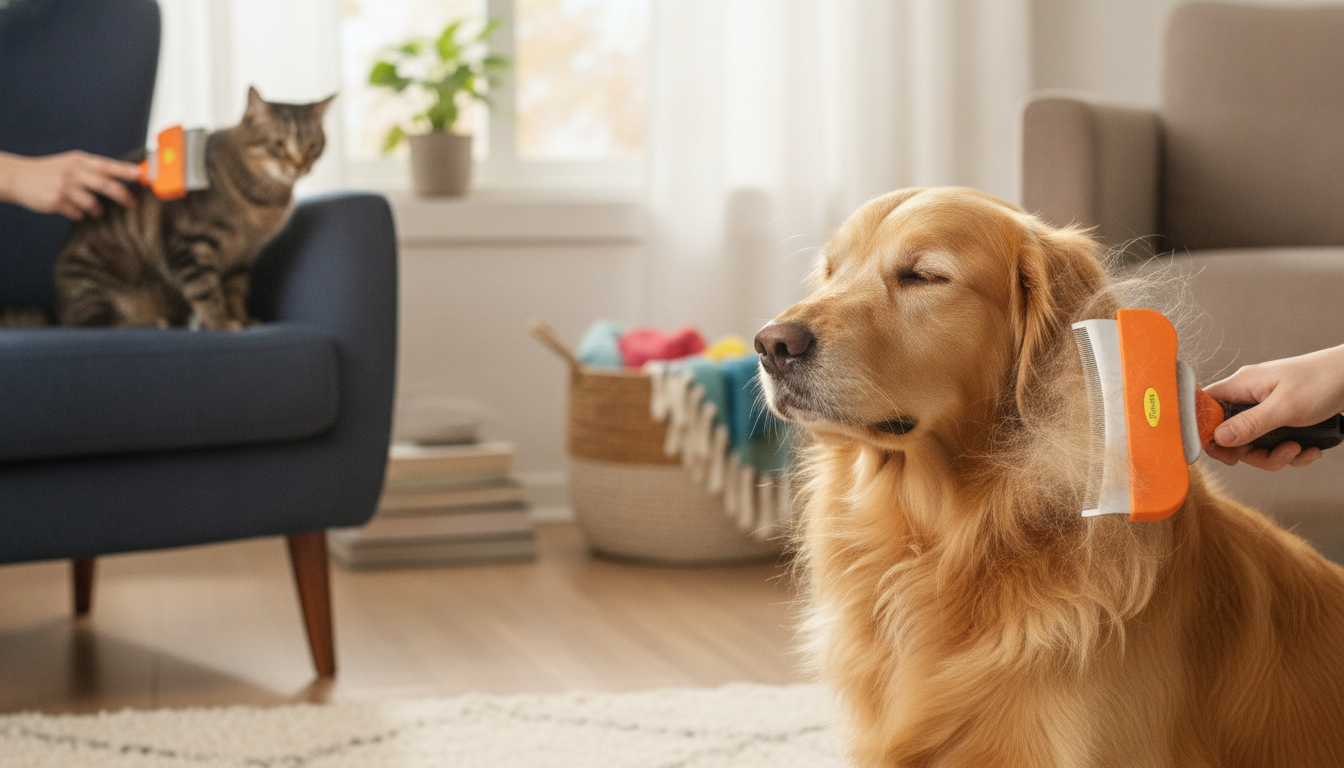 Deshedding Brush for Cats & Dogs: Loose Hair & Tangles