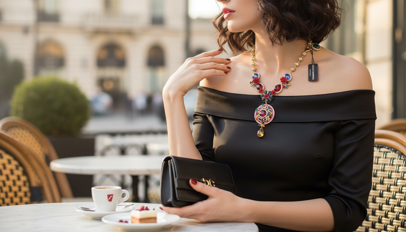 D&G Gold-Tone Rhinestone Statement Necklace Styling Guide
