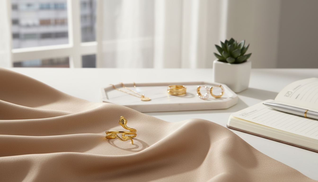 Gold Snake Adjustable Ring: Stainless Steel Statement