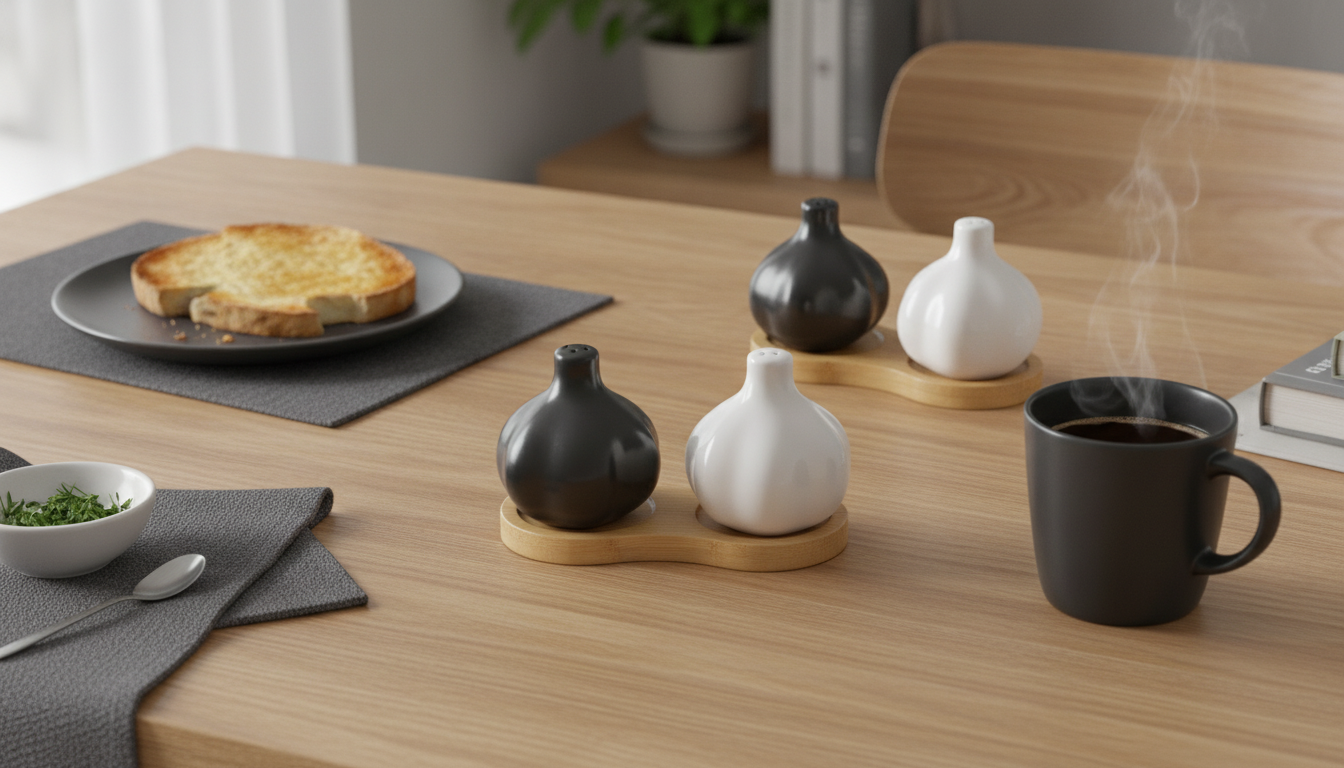 Nordic Black & White Ceramic Onion Spice Jar Set