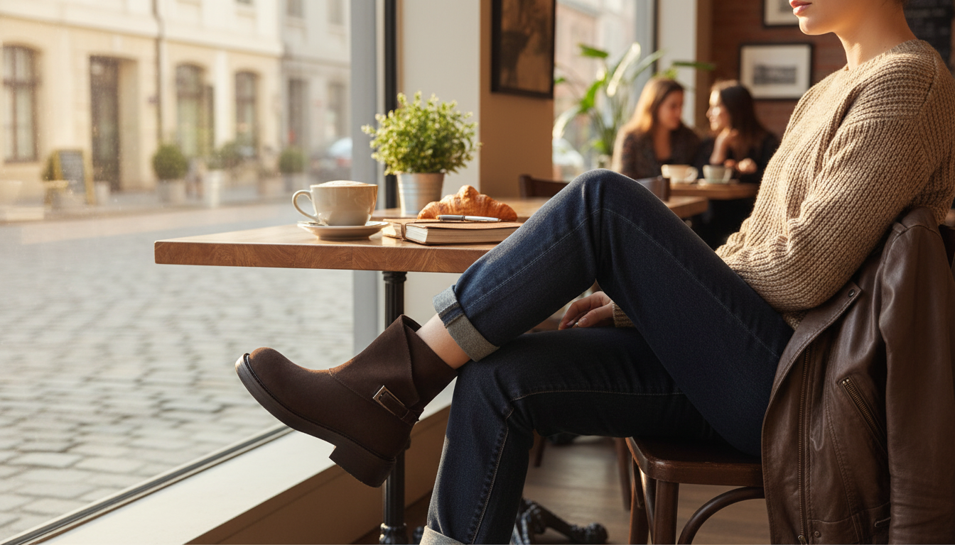 Warm Cow Suede Chelsea Boots for Women, Square Heel
