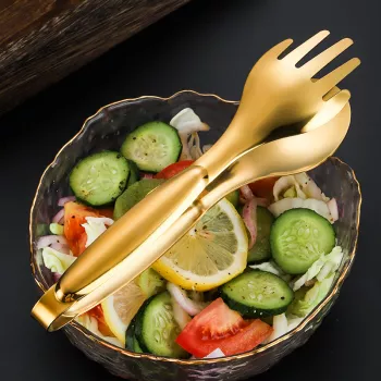 Gold 304 Stainless Steel Food Tongs for Cooking & Serving